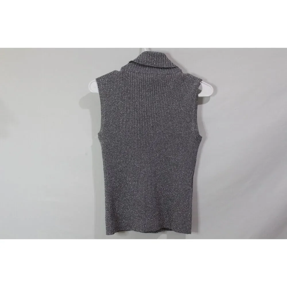 Cable and Gauge Grey/Silver Ribbed Turtleneck tank‎ PL